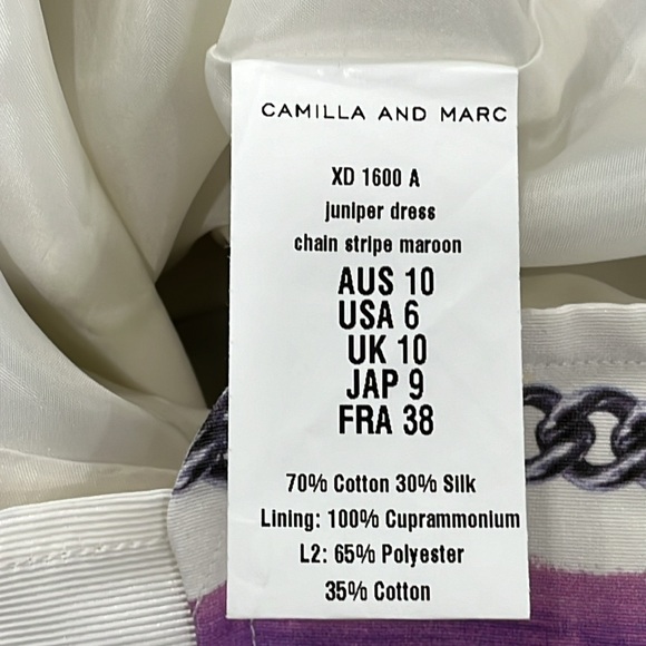 Camilla and Marc Juniper Printed Silk Cotton White Striped Floral Zipper Dress 6 - Picture 15 of 16